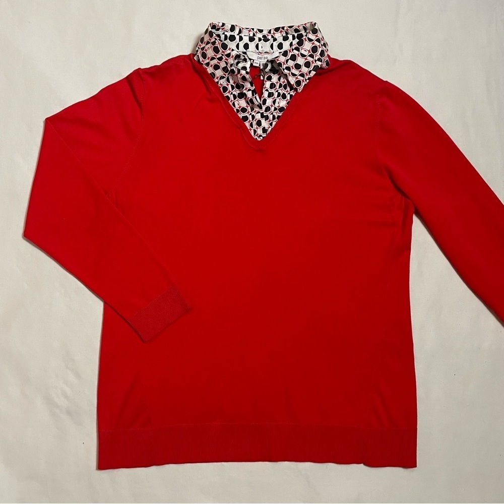 NWT New $365 Per Se Red Sweater with Removable Collar Size XXL